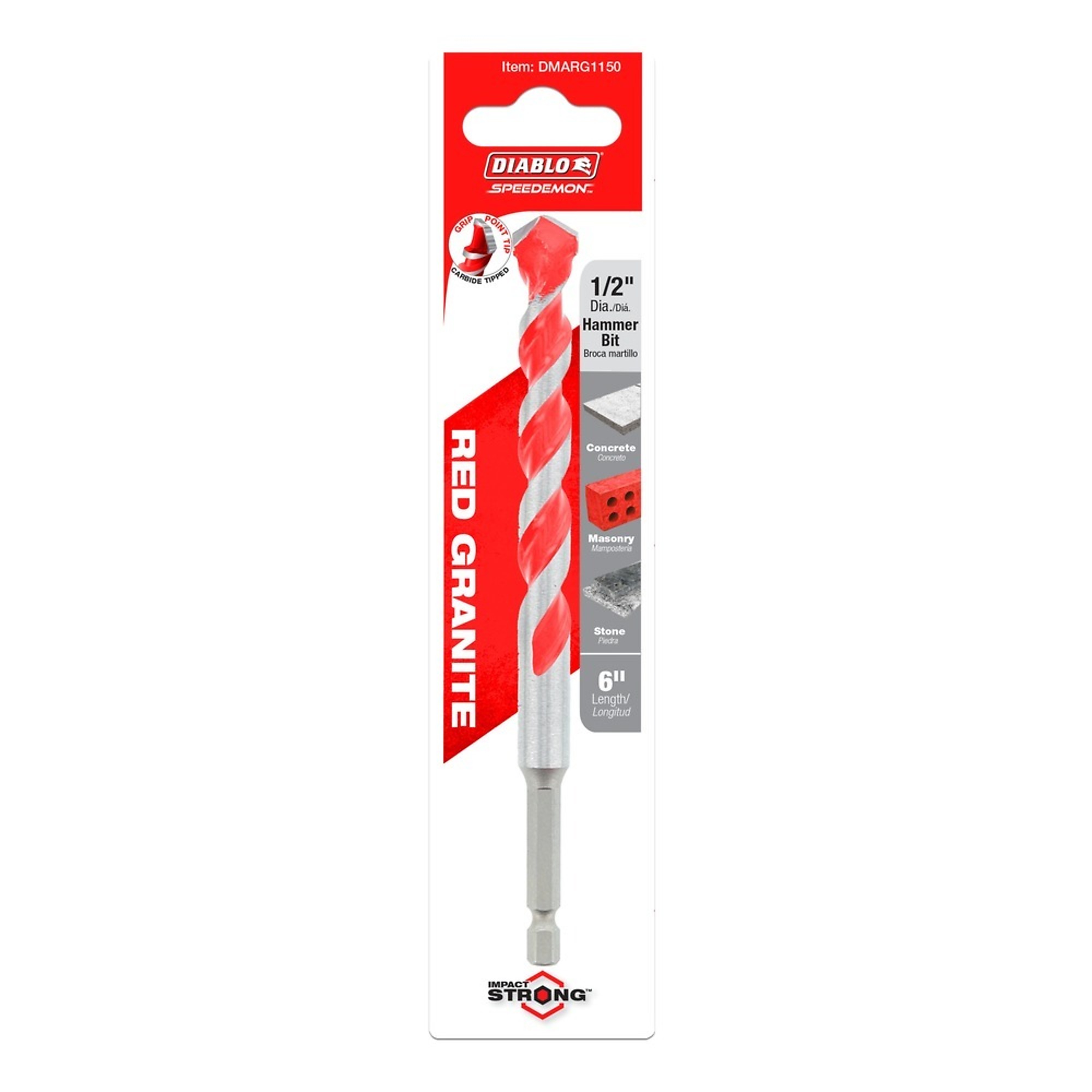 Diablo Tools, 1/2x4x6 Carbide Tipped Hammer Bit, Included (qty.) 1, Model# DMARG1150